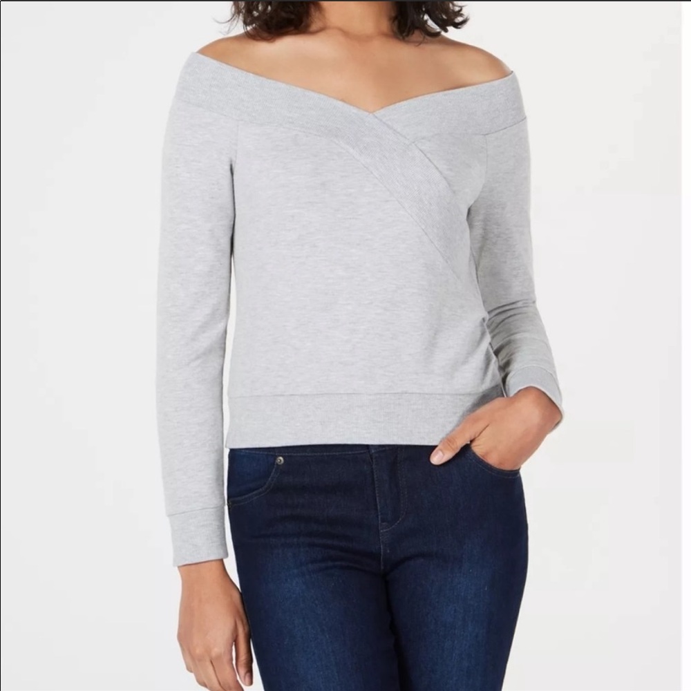 🔥BAR III🔥OFF THE SHOULDER SWEATSHIRT GRAY XL NWT